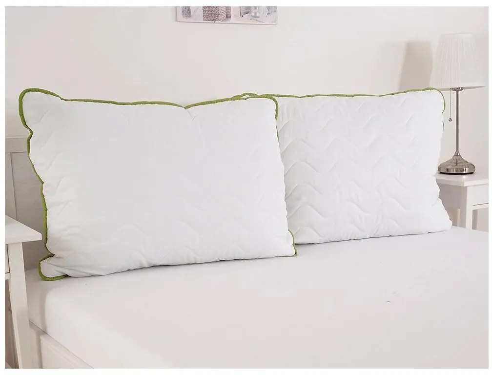 Egész éves steppelt paplan 140x200 cm párnával BELLA ALOE VERA 70x90 cm, fehér