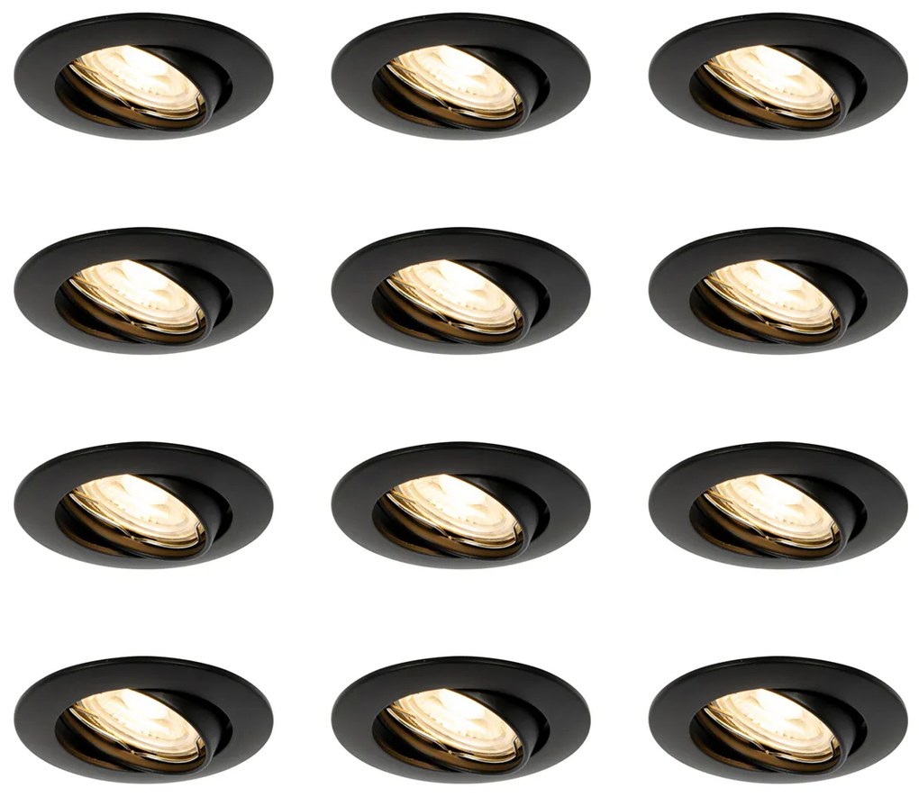 Edu - 12 darab fekete GU10 35 mm-es beépíthető spotlámpa szett
