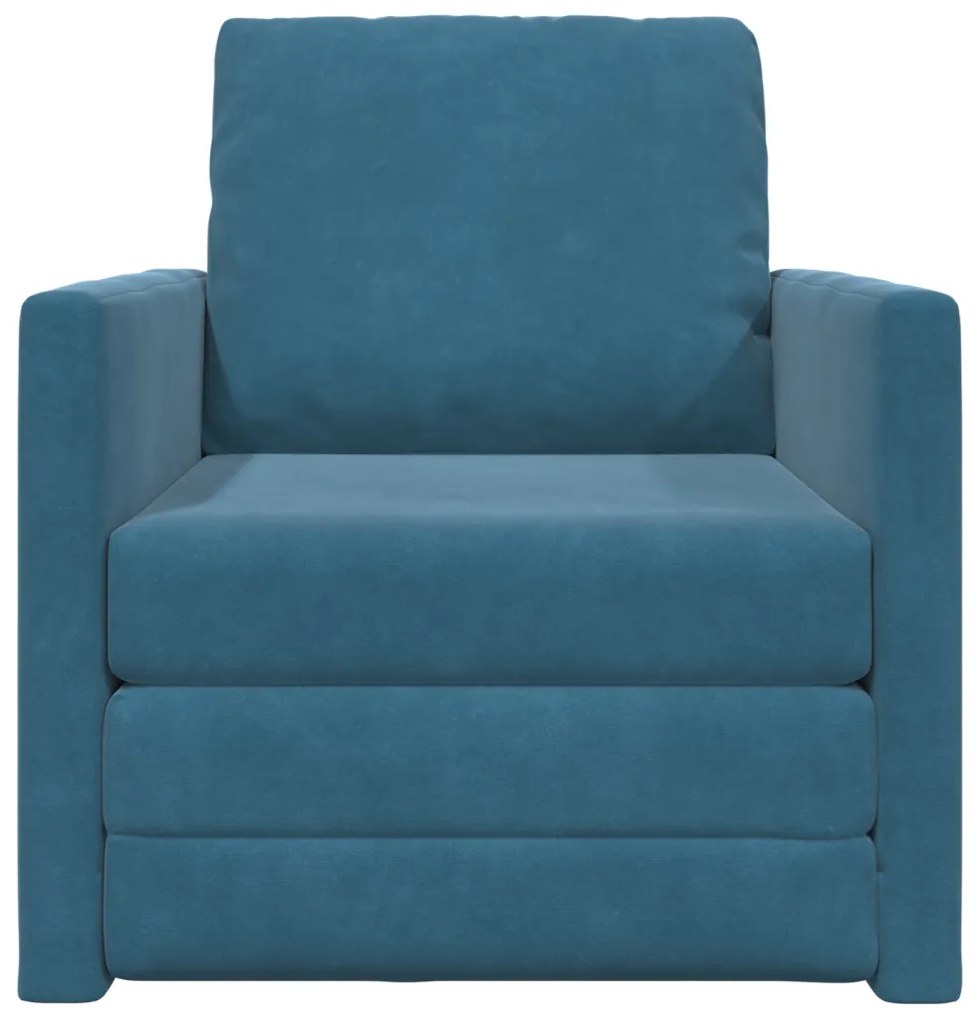 2 az 1-ben Floor Sofa Bed Kék 74x77x81 cm Bársonyos