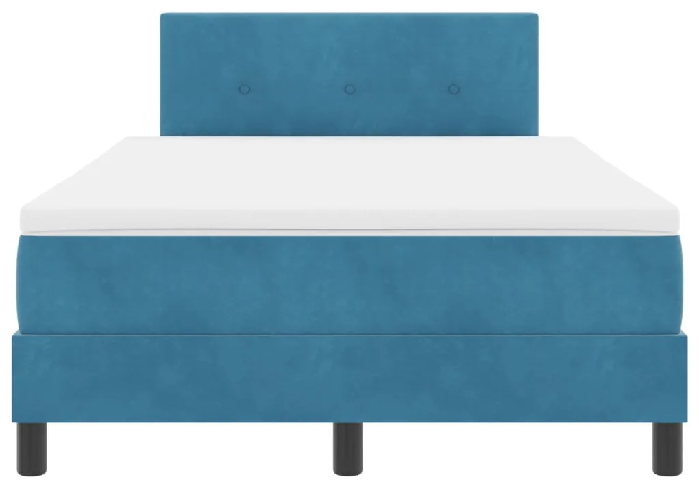 Boxspring Ágy Matraccal Sötétkék Kicsi Kétszemélyes Velúr