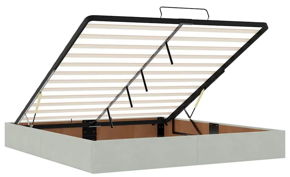 Ottomán ágykeret matrac nélkül világosszürke 200x200 cm bársony