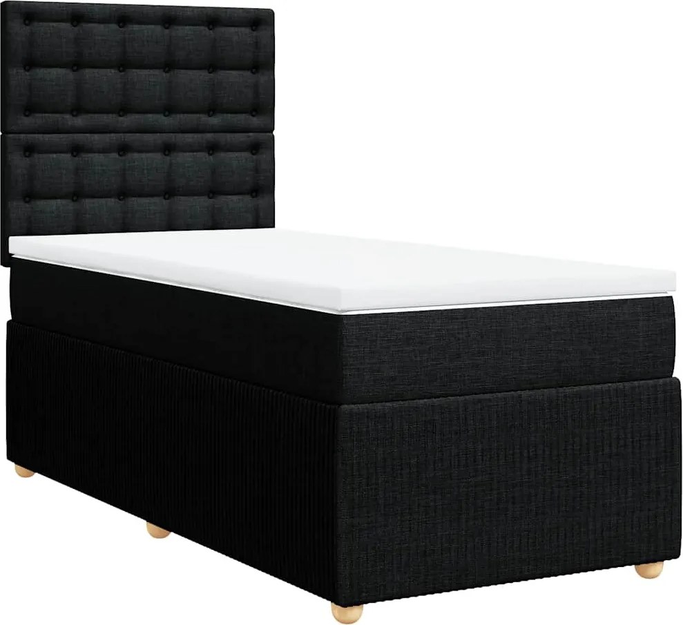 vidaXL fekete szövet rugós ágy matraccal 90x200 cm