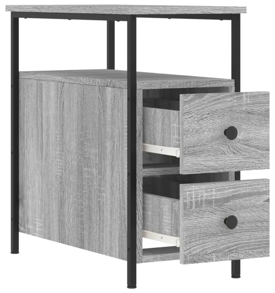 vidaXL szürke sonoma színű szerelt fa éjjeliszekrény 30x60x60 cm