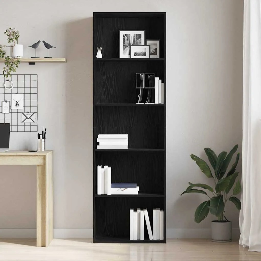 fekete tölgy színű szerelt fa könyvespolc 60 x 30 x 189 cm