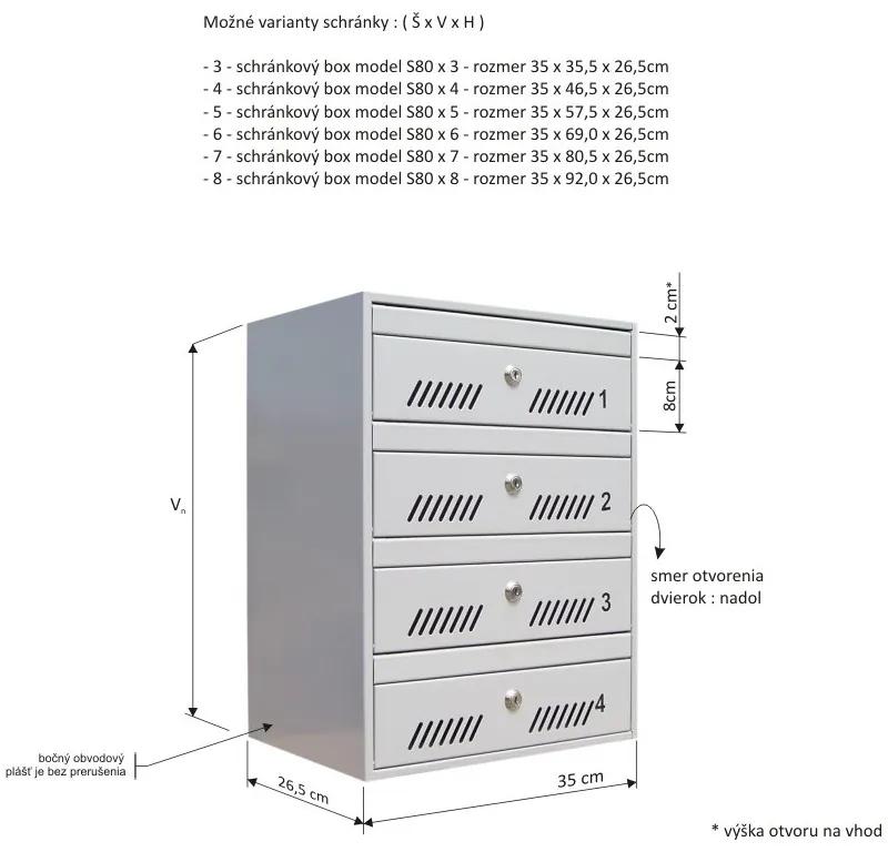 M35 N moduláris postaláda tömb, 4db Névtábla + perforáció RAL 9006 / Szürke