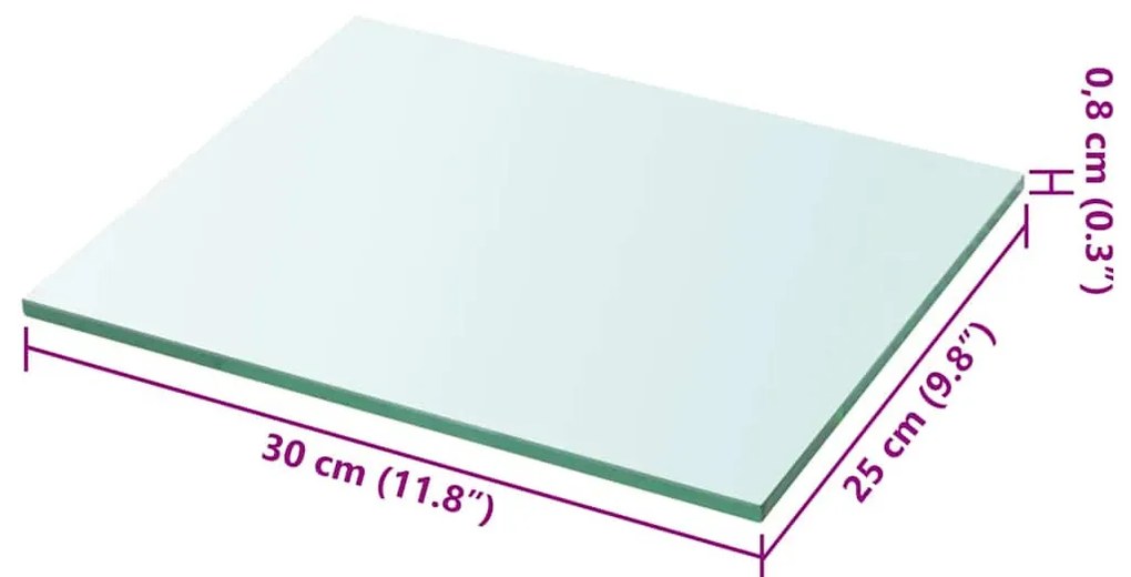 30x25 cm átlátszó panel üvegpolc