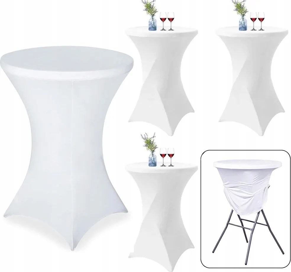 Vendéglátóipari Bankett Asztal Huzat Abrosz Rugalmas Fehér 110x80cm