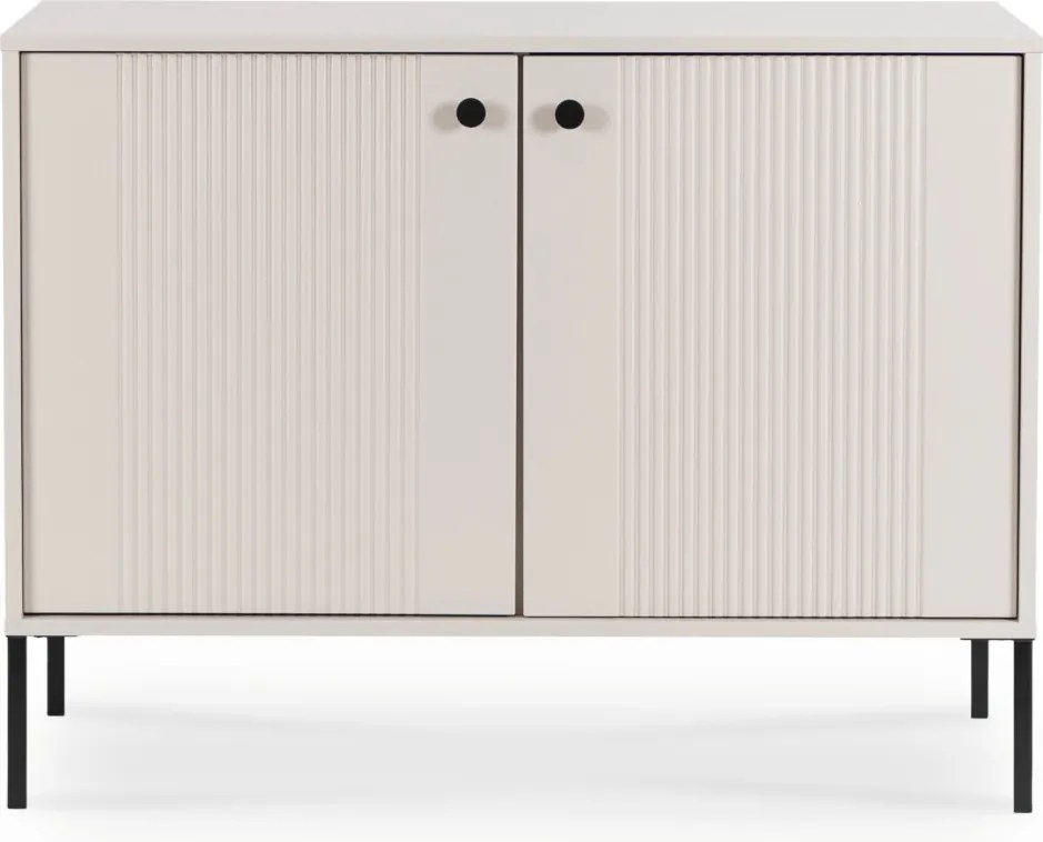 Komód 104 cm méretben, kétajtós, bordázott kivitelben, kaszmir színben SOFT