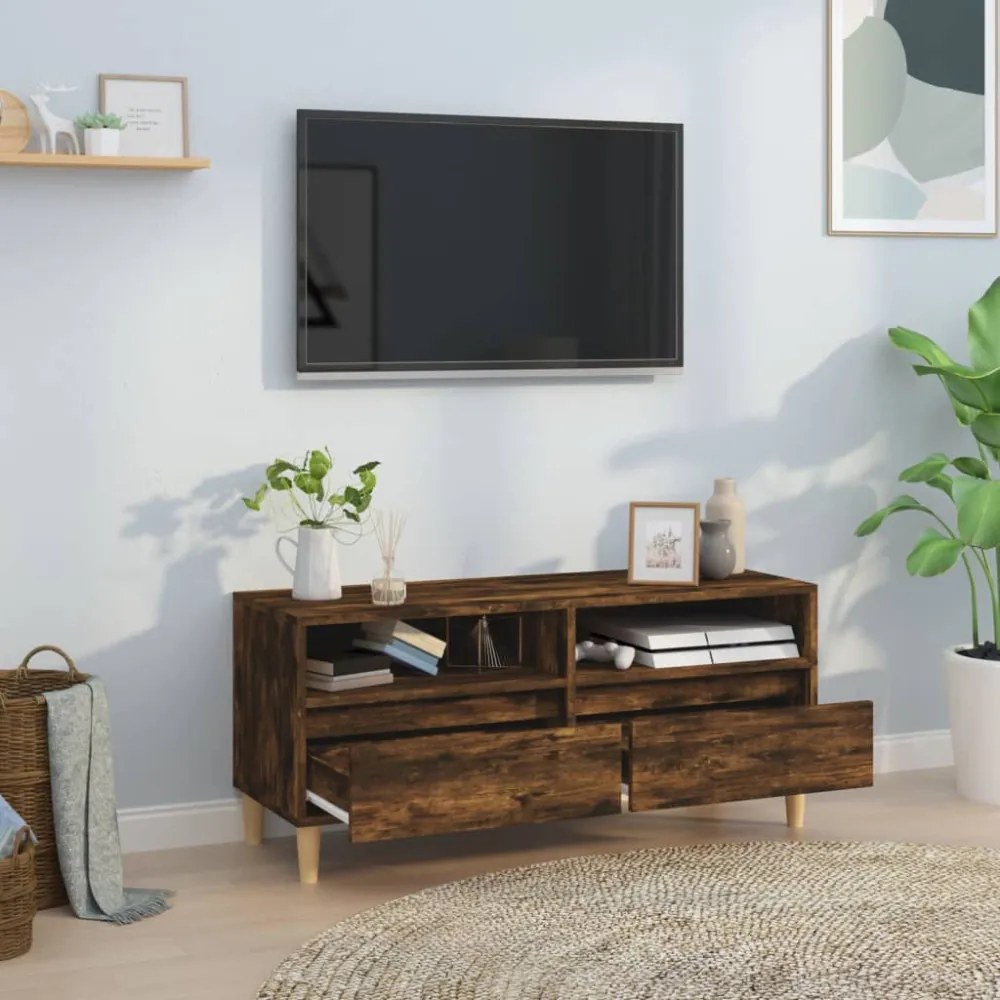 füstös tölgy színű szerelt fa TV-szekrény 100x34,5x44,5 cm