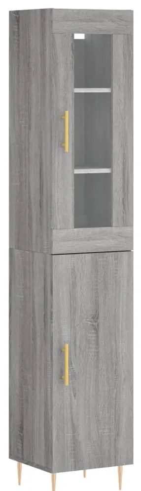 szürke sonoma szerelt fa magasszekrény 34,5 x 34 x 180 cm