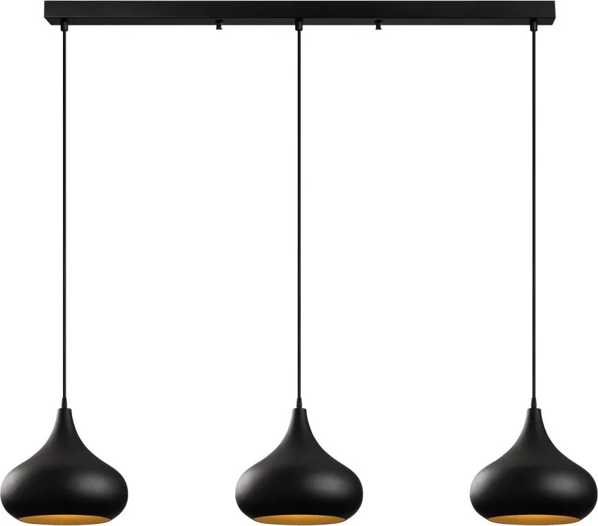 Muba 11554 fekete fém 3 izzós függőlámpa, Ø30 cm