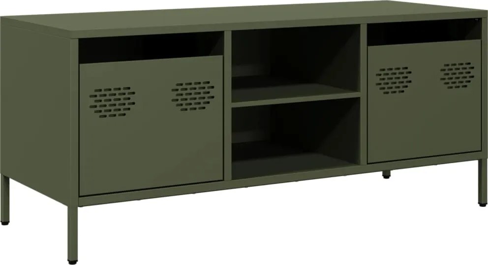 vidaXL olívazöld hidegen hengerelt acél TV-szekrény 101,5x39x43,5 cm