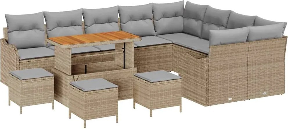 vidaXL Kerti Kanapé Szett párnával 13 pcs Beige és Világosszürke