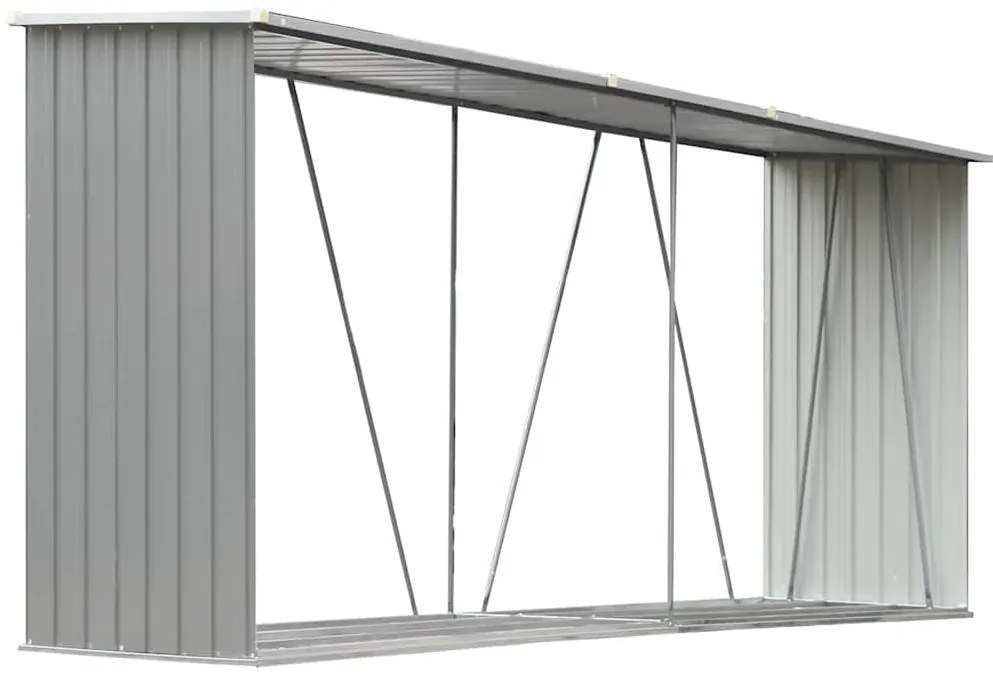 vidaXL szürke horganyzott acél kerti tűzifatároló 330 x 84 x 152 cm