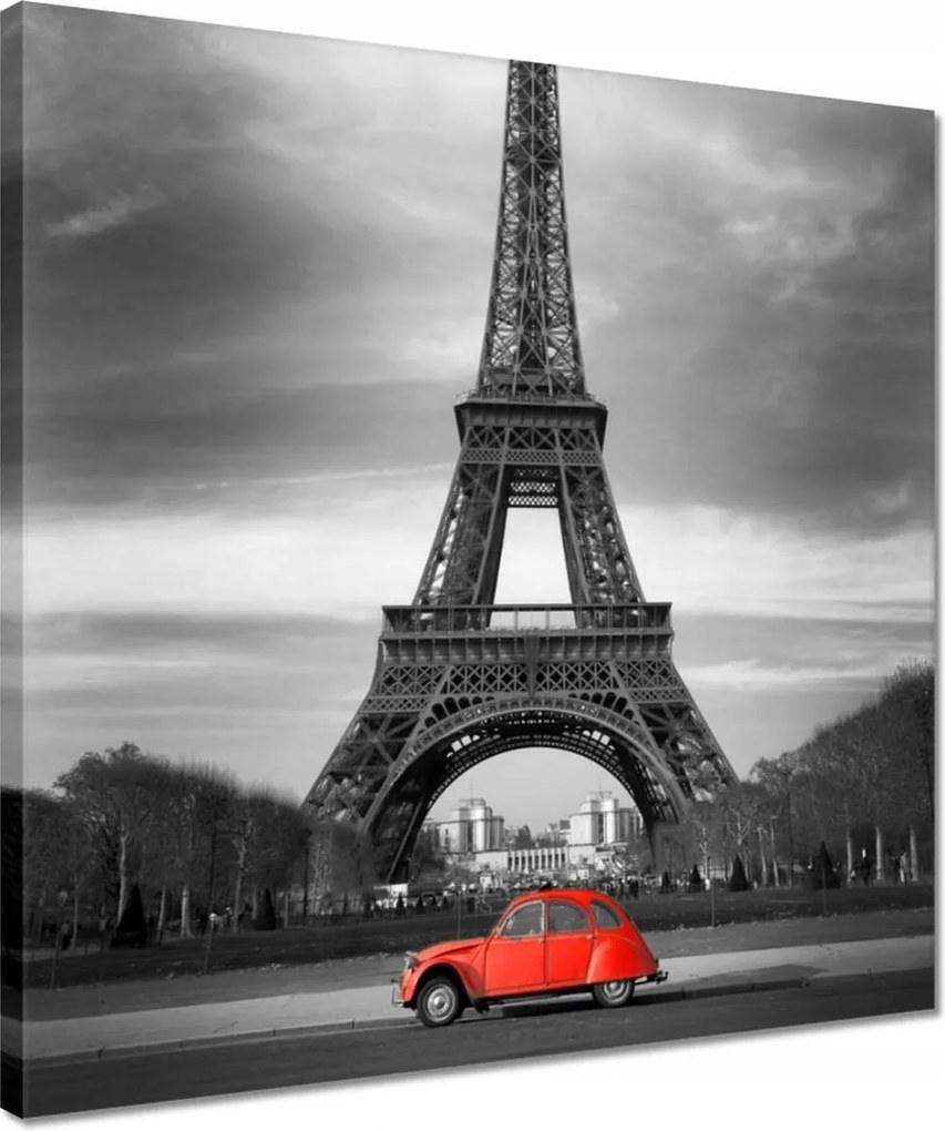 Vászonkép 40x40 Autó Eiffel-torony