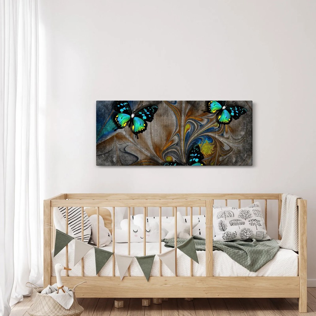 Kép - fényes pillangók képben (120x50 cm)