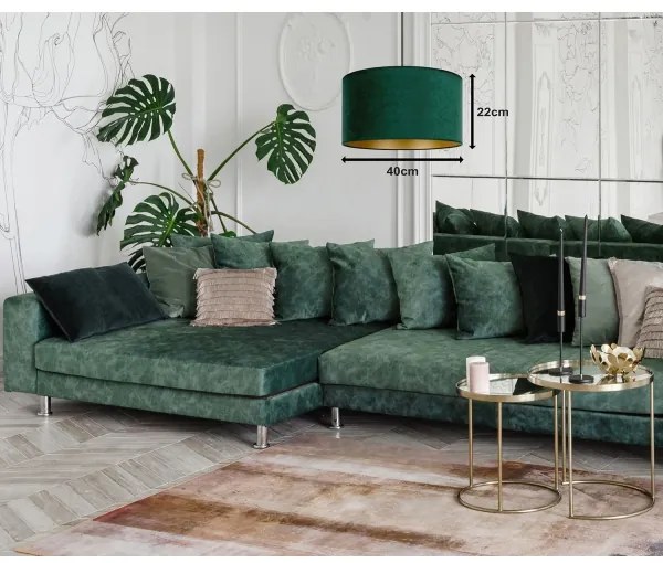 Duolla - Csillár zsinóron ROLLER 1xE27/15W/230V átm. 40 cm sötétzöld/arany