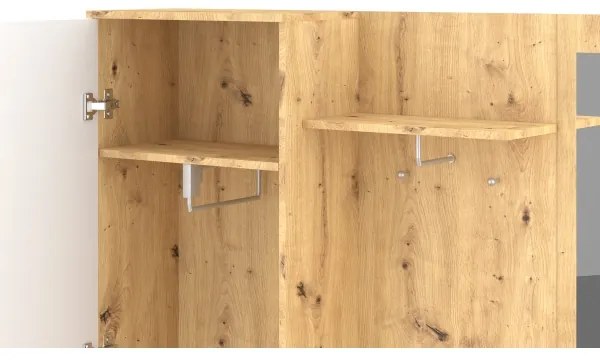 Előszobafal tükörrel NOLAN artisan tölgy/fehér