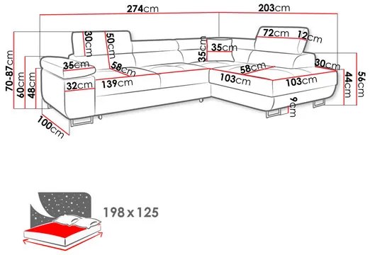 Széthúzható sarokkanapé Talvio (B) (öko-bőr soft 017 + lux 05). 1051114