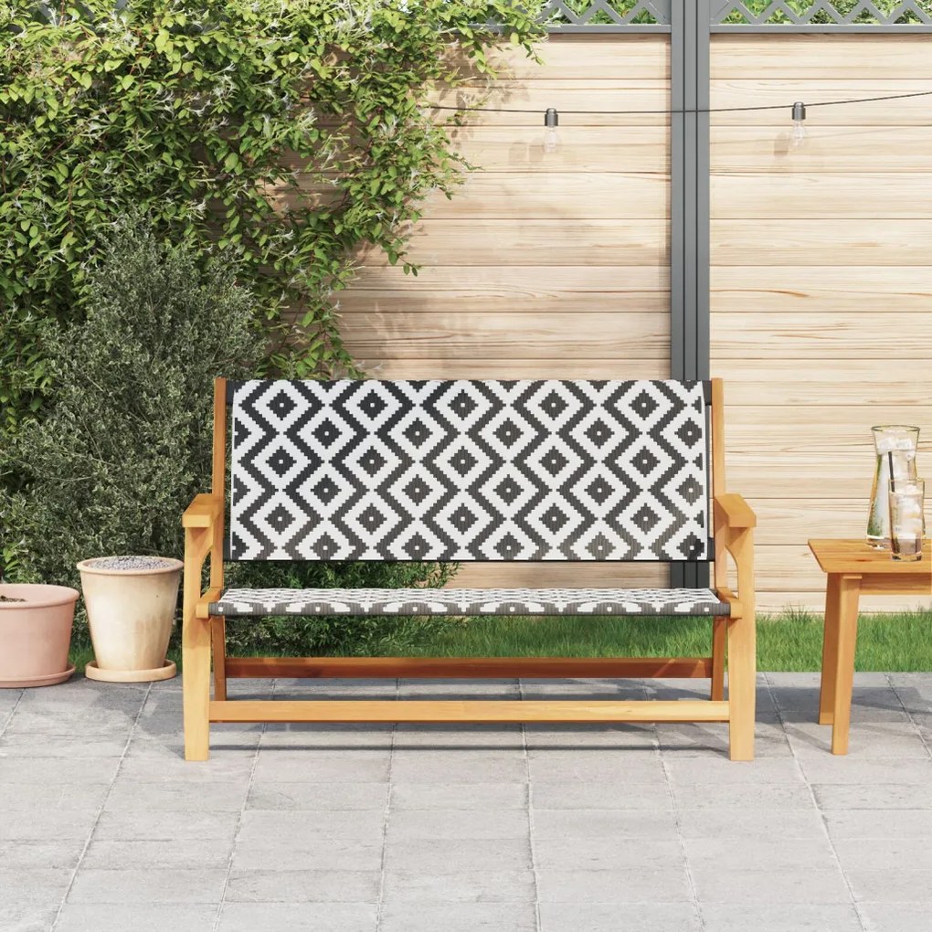 Kerti pad Fekete és fehér 122x76x73.5 cm Tömör akácfából