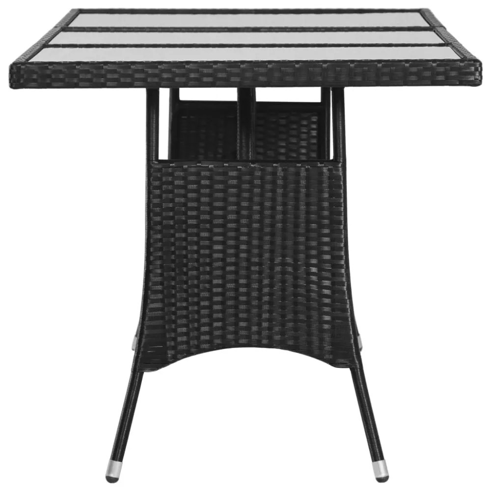 fekete polyrattan kerti asztal 170 x 80 x 74 cm