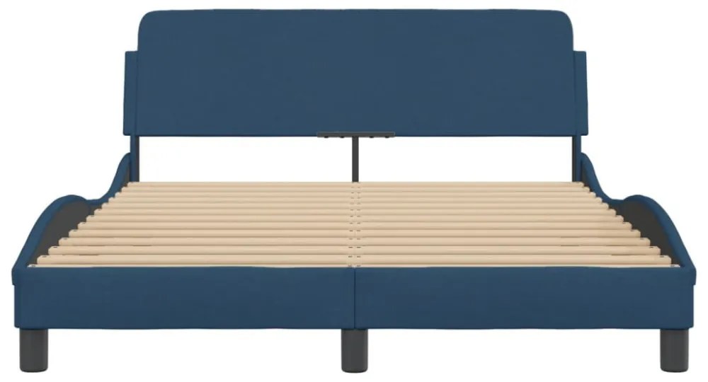 kék szövet ágykeret fejtámlával Dover 140x190 cm