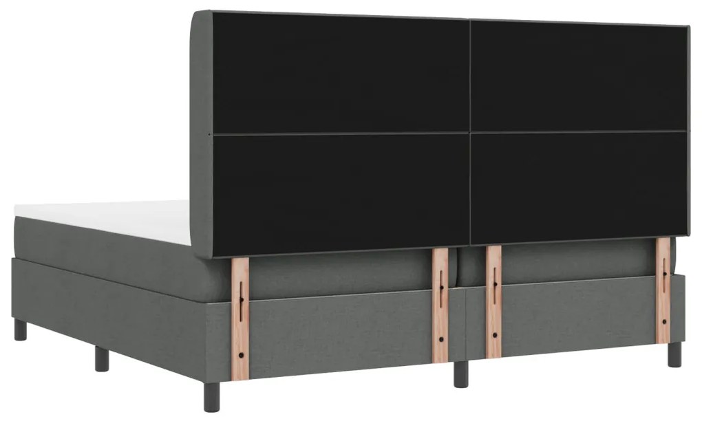 Boxspring Ágy Mattal és LED Fekete Szürke 200x200 cm Szövet