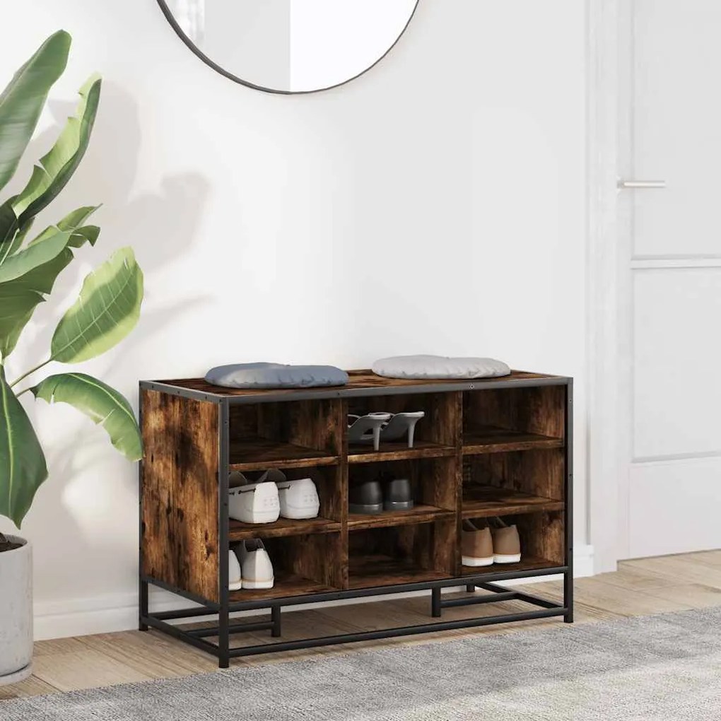 cipőpad füstölt tölgy 84x40x53,5 cm fából és fémből készült