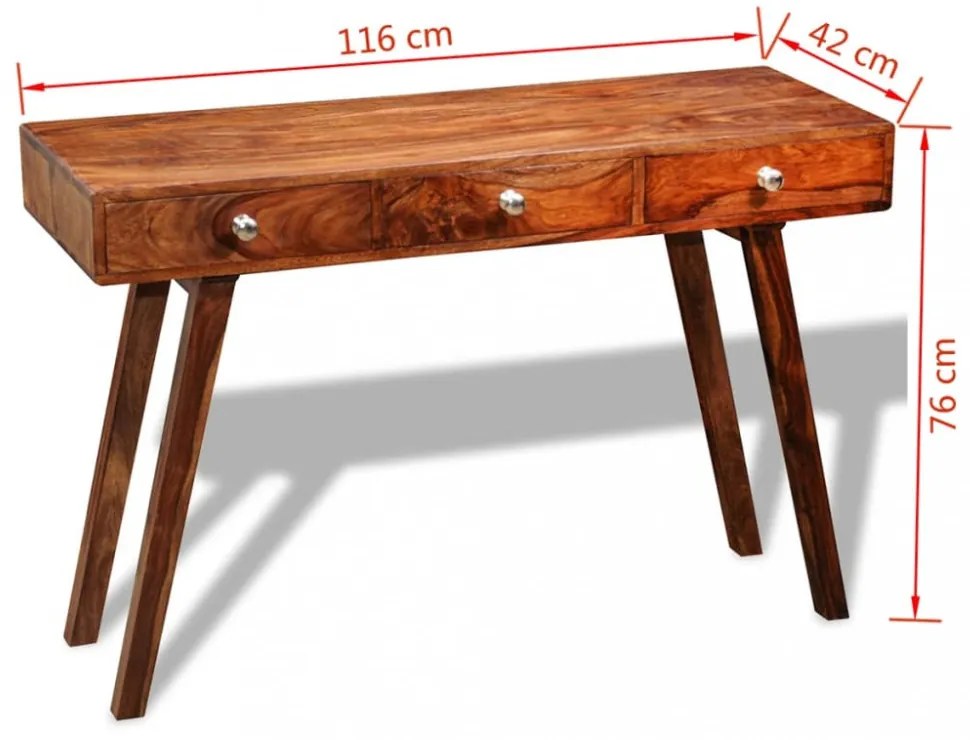 háromfiókos tömör akácfából tálalóasztal 76 cm