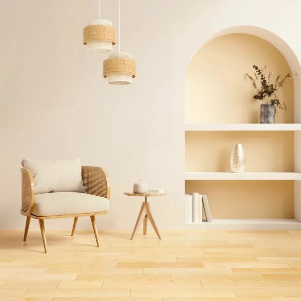 BOHO zsinóros csillár 2xE27/60W/230V juta/krémszínű