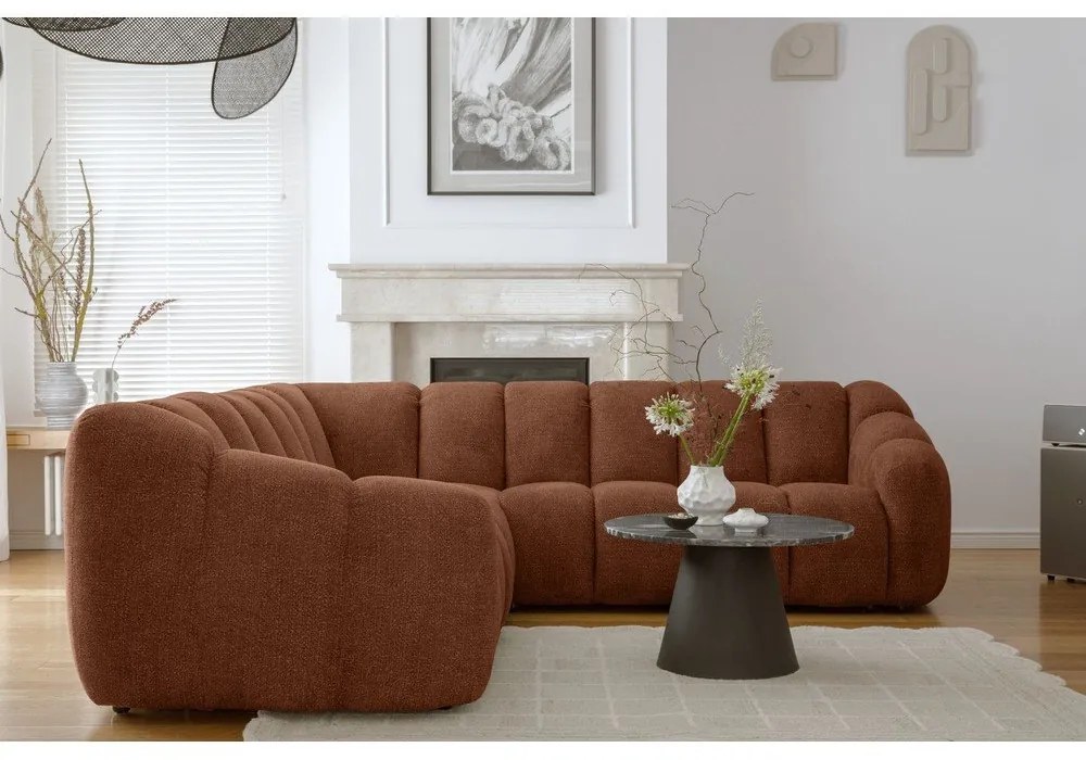 Terrakotta színű sarokkanapé Shell – Miuform