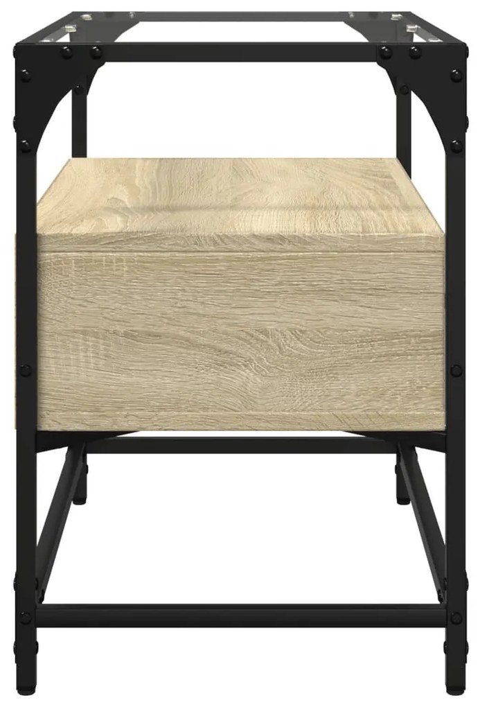 sonoma tölgy szerelt fa TV-szekrény üveglappal 60 x 35 x 51 cm