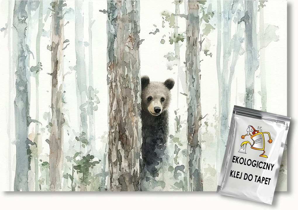 Fotótapéta Flizelina Gyerekek Erdő Fák Medve Mackó Játék 400x280 ragasztó