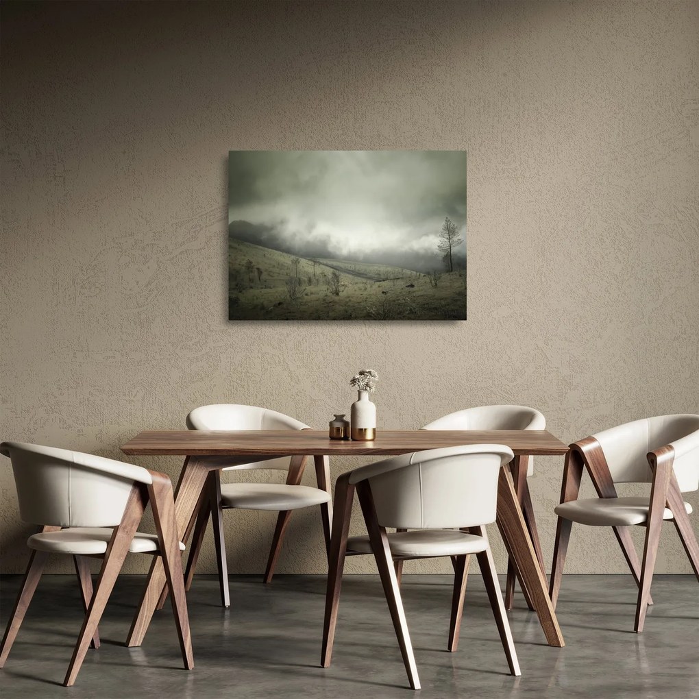A vihar előtti táj képe (üvegen) (70x50 cm)