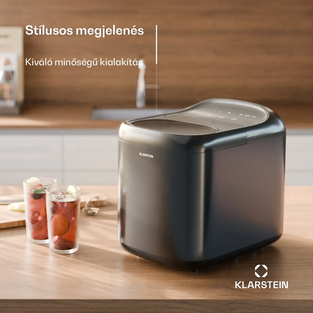 Klarstein SparkIce jégkocka készítő, 2 üzemmód, 1,5 l hideg víz, automatikus tisztítás, 15 kg/24 ó