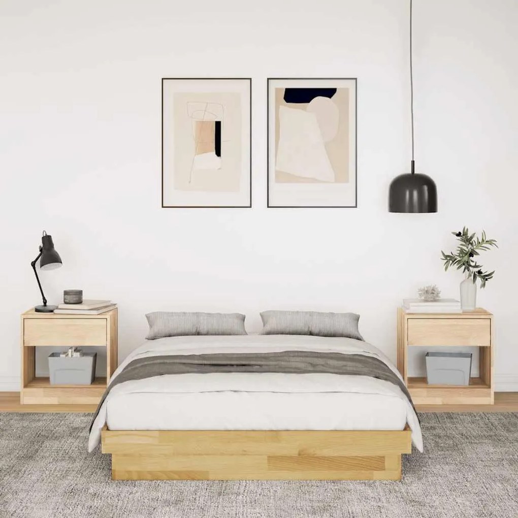 ágykeret matrac nélkül 120x200 cm tömör fa tölgyfa