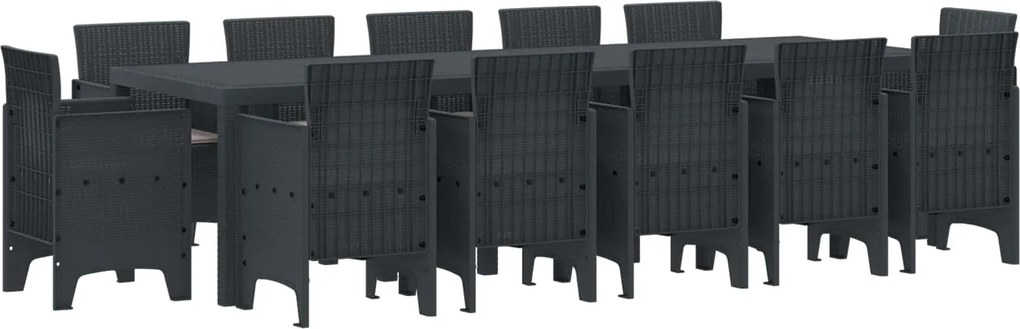vidaXL Kert étkező szett 13 pcs Antracit Szintetikus rattan