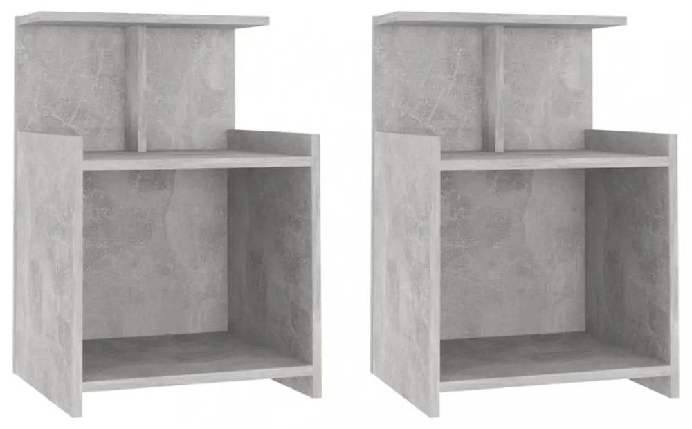 2 db betonszürke szerelt fa éjjeliszekrény 40 x 35 x 60 cm