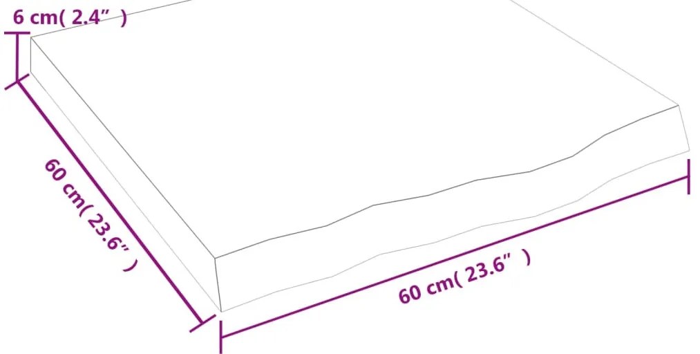 sötétbarna kezelt tömör fa fürdőszobai pult 60x60x(2-6) cm