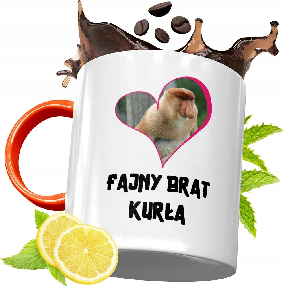 Narancssárga Bögre Testvérnek Ajándékba, fényképes nyomattal