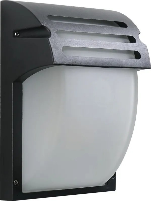 PREZENT 39038 AMALFI III. Modern Kültéri Fali Lámpa Matt Fekete, Fagyasztott Üveg E27 IP44
