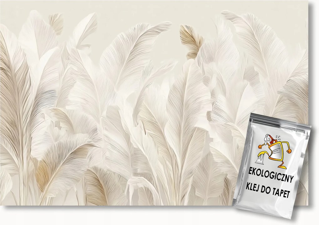 Fotótapéta Flizelina Természet Növényzet Bézs Levelek Boho 200x140 ragasztó