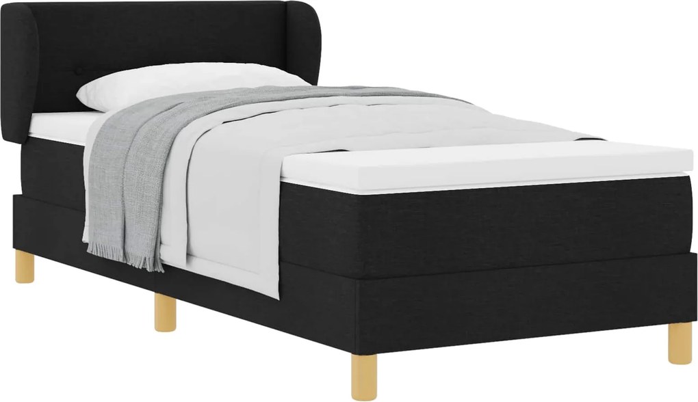 vidaXL Boxrugós ágy matracmal fejtámlával Fekete 80 x 200 cm szövet