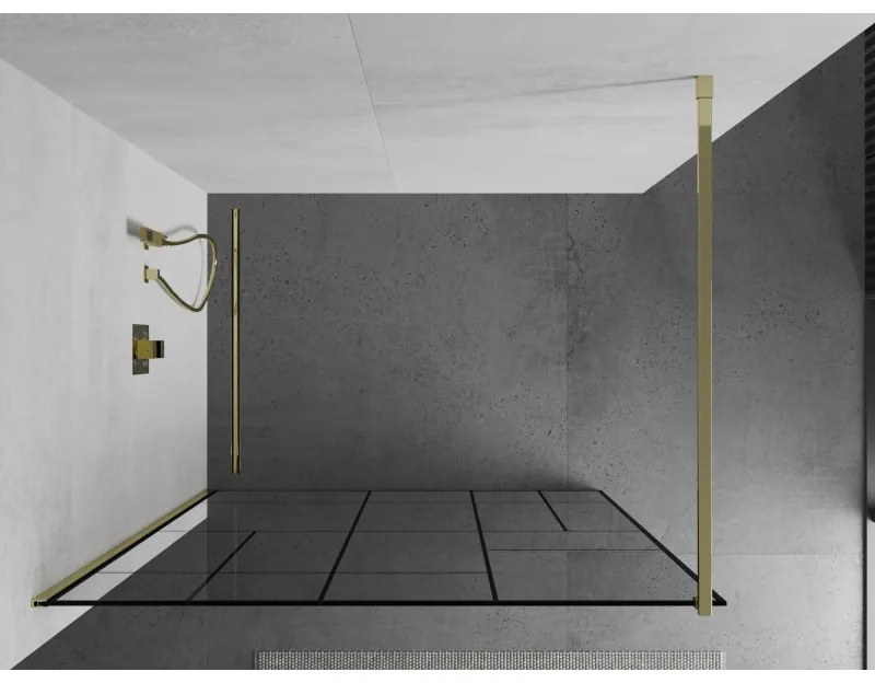 Mexen Kioto zuhanyparaván 80x200 cm 8 mm, arany profil, üveg fekete minta 2, 800-080-101-50-78