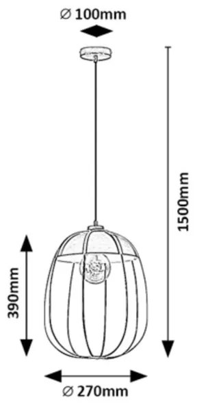 Rabalux 72034 - Csillár zsinóron SVENS 1xE27/60W/230V fekete/narancs