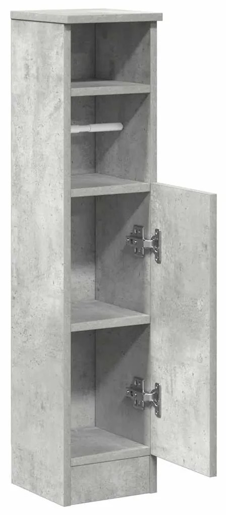 betonszürke fürdőszobaszekrény tekercstartóval 20,5x22x90 cm