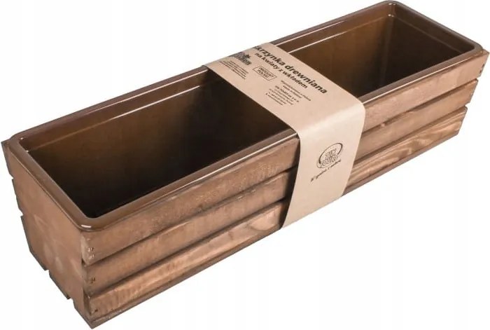 Napozott Fa Virág- És Gyógynövénytartó Doboz Betéttel 60x18x15 cm