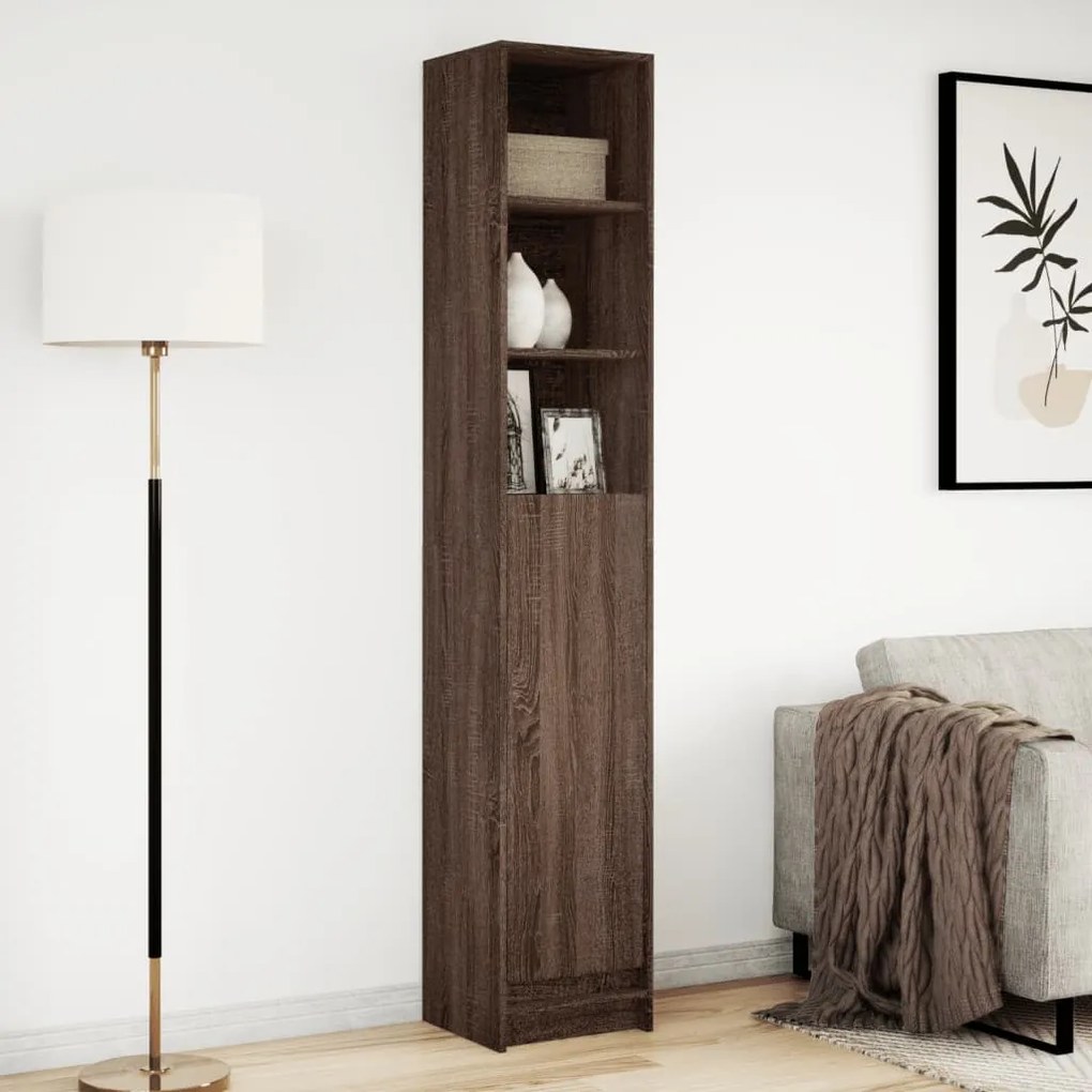 barna tölgy szerelt fa tálalószekrény LED-del 36x32,5x200 cm