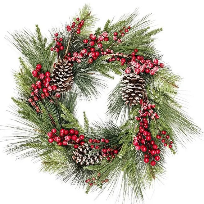 Karácsonyi koszorú díszítve, átmérő 60 cm