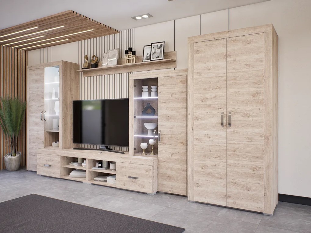 Luxara I. szekrénysor (Fehér Tölgy) 2 ajtós ruhás elemmel modern